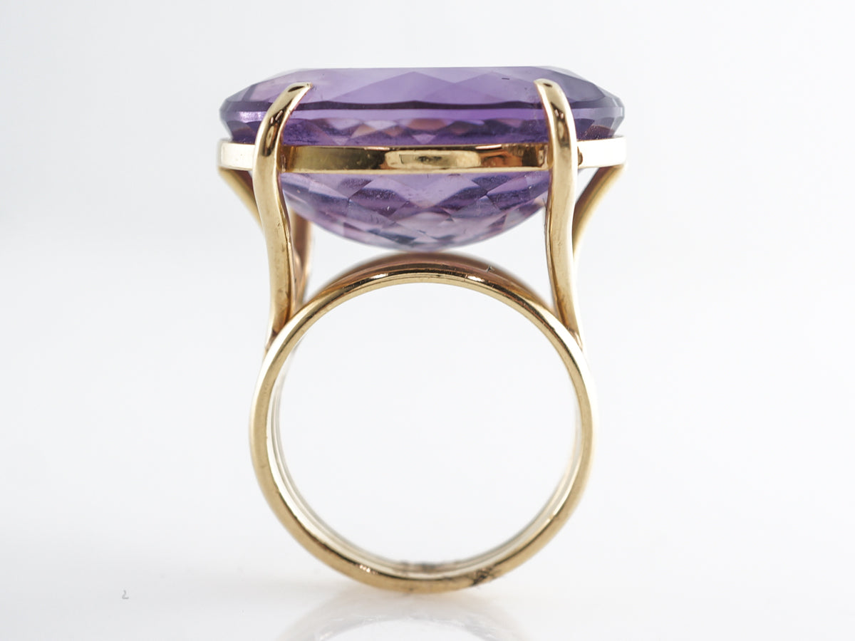 Antique 20 Carat Amethyst Cocktail Ring in 18k Yellow Gold