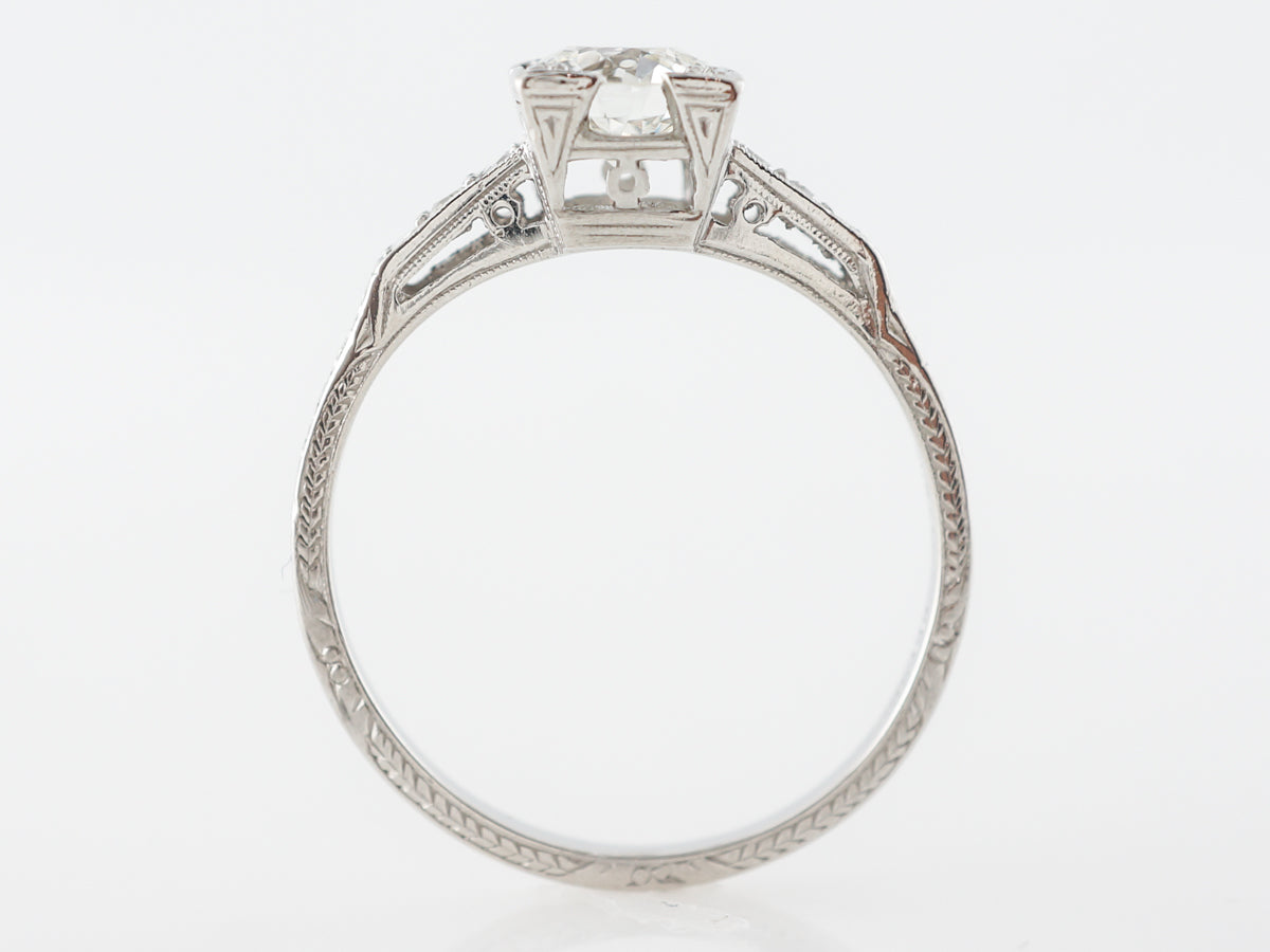 Vintage Square Prong Diamond Engagement Ring in Platinum