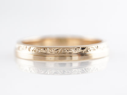 Vintage Deco Ring Guard Wedding Bands in 14k Yellow Gold