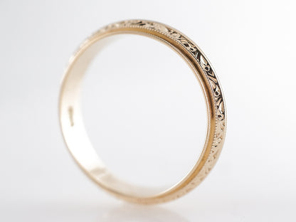 1930's Art Deco Engraved Wedding Band in 14k Yellow Gold