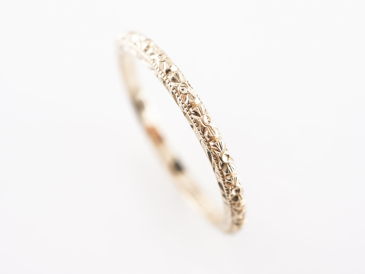 1930's Deco Orange Blossom Wedding Band in 14k Yellow Gold