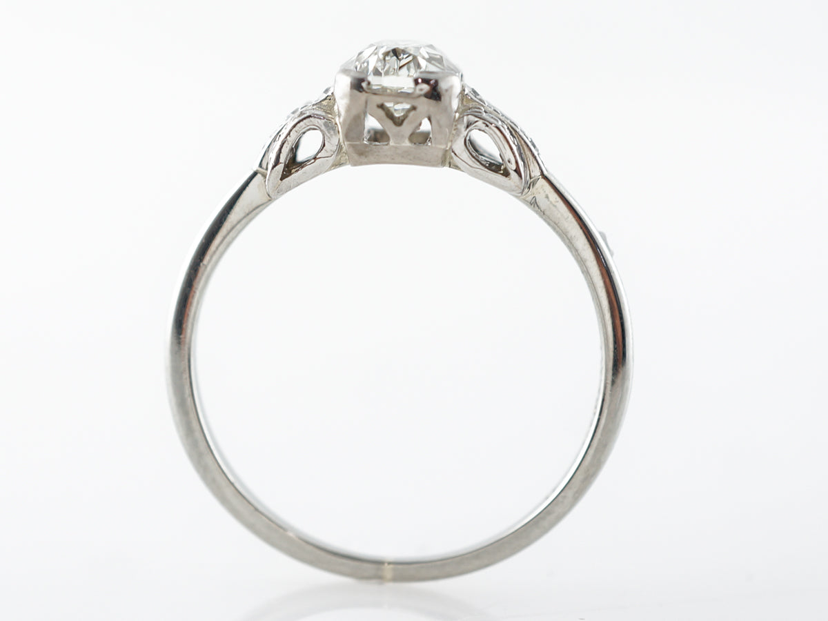 Antique Art Deco Oval Engagement Ring in Platinum & 18k