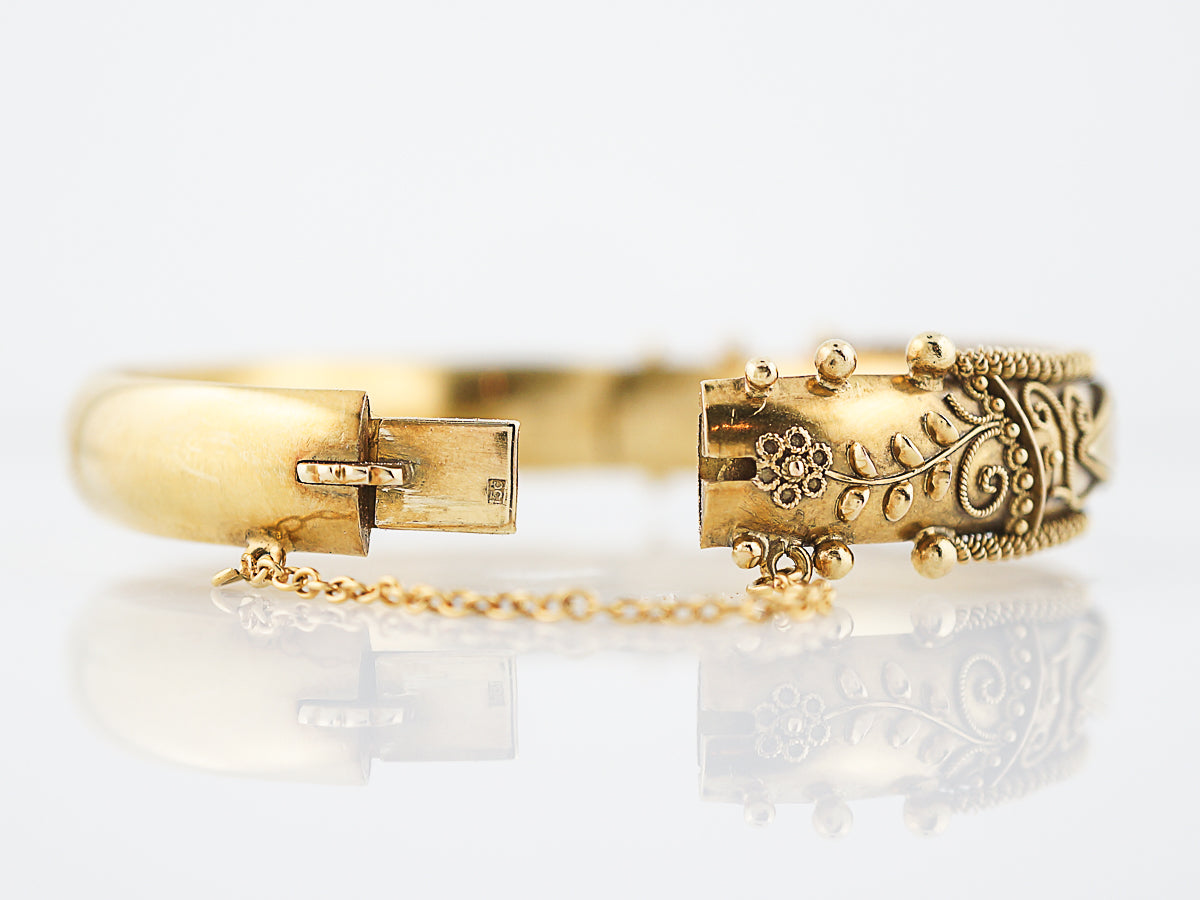 Antique Bangle Bracelet Victorian .41 Old Diamonds in 15K Yellow