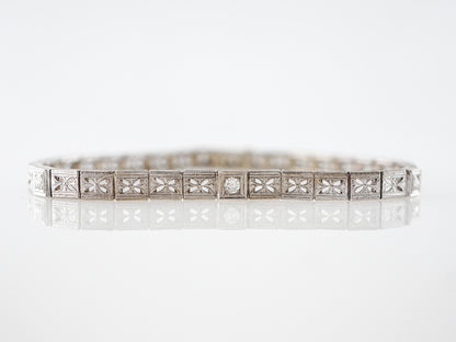 Antique Bracelet Art Deco .18 Round Brilliant Cut Diamonds in 14K White Gold