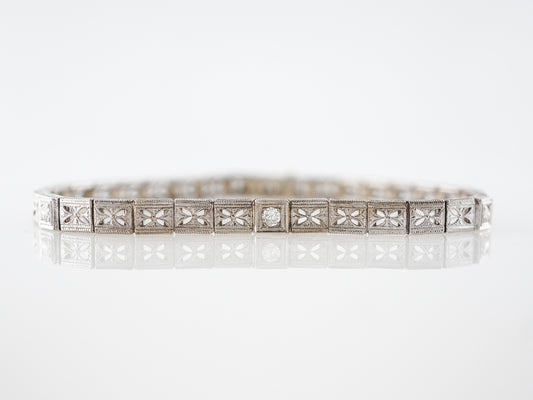 Antique Bracelet Art Deco .18 Round Brilliant Cut Diamonds in 14K White Gold
