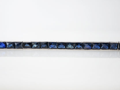 ***RTV 10/24***Antique Bracelet Art Deco 17.02 Rectangle Step Cut Sapphires in Platinum