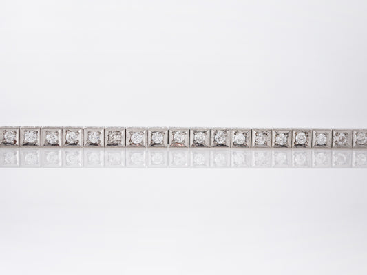 Vintage Bracelet Art Deco 2.34 Old European, Old Mine & Round Brilliant Cut Diamonds in Platinum