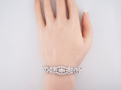 Antique Bracelet Art Deco 6.65 Marquise Cut & Round Brilliant Cut Diamonds in Platinum