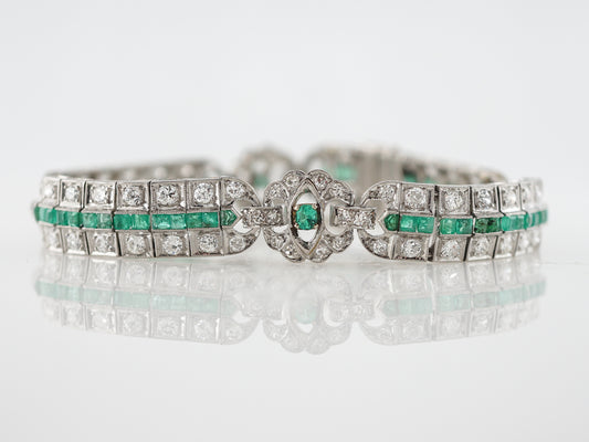 Antique Bracelet Art Deco 1.76 Transitional Cut Diamonds in Platinum