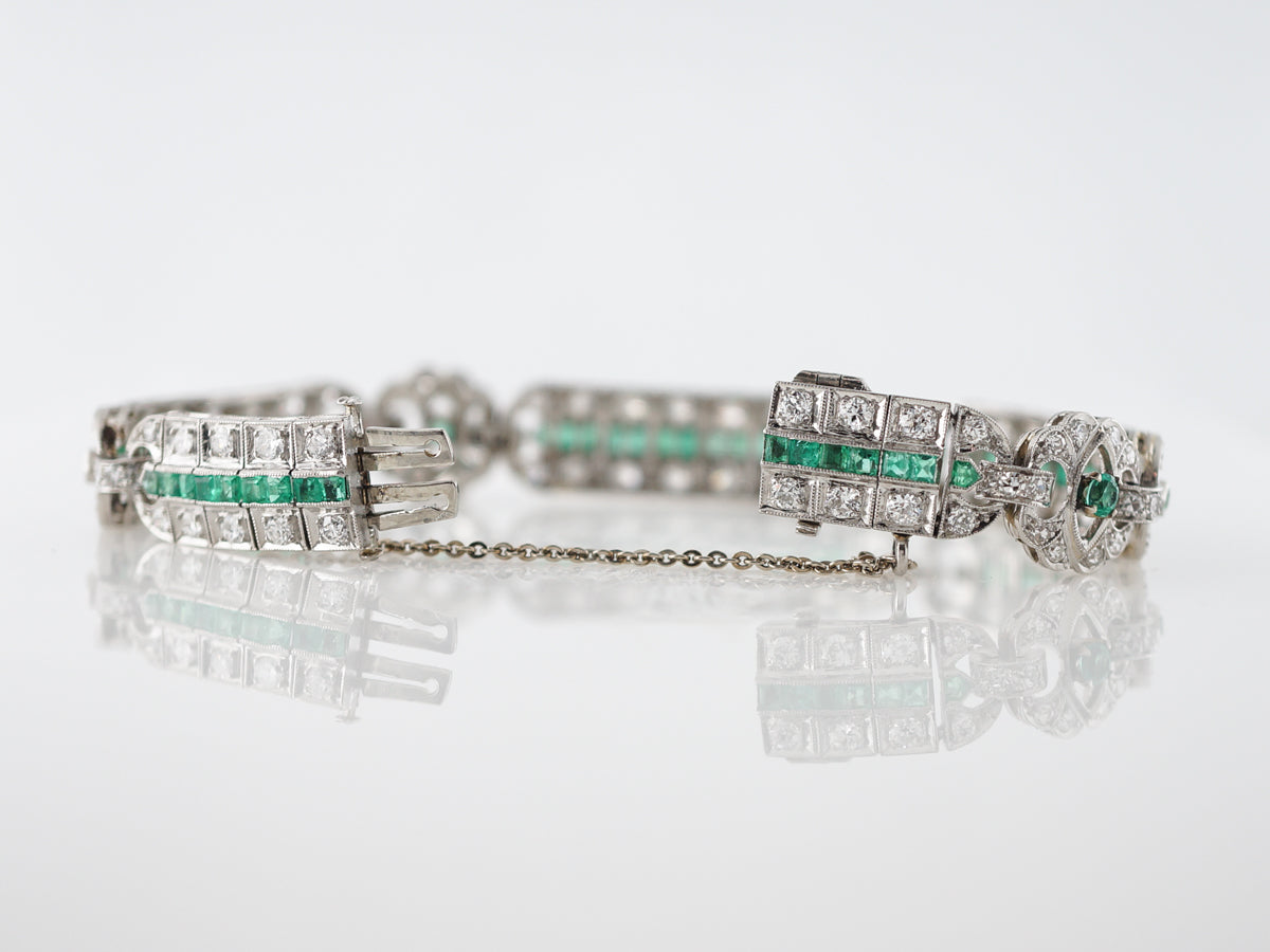 Antique Bracelet Art Deco 1.76 Transitional Cut Diamonds in Platinum