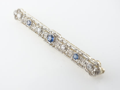 Antique Edwardian Brooch w/ Sapphire & Diamonds