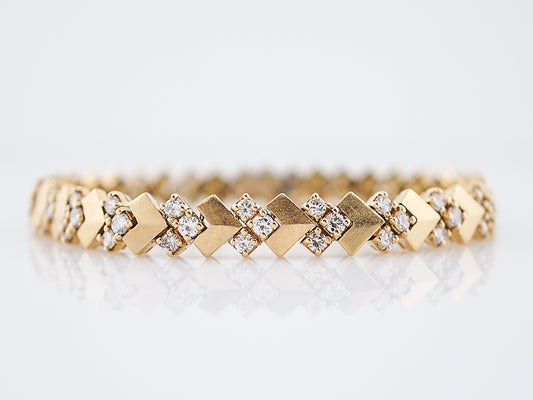 Vintage Bracelet Mid-Century 4.40 Round Brilliant Cut Diamonds in 18K Yellow Gold