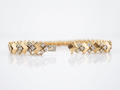Vintage Bracelet Mid-Century 4.40 Round Brilliant Cut Diamonds in 18K Yellow Gold