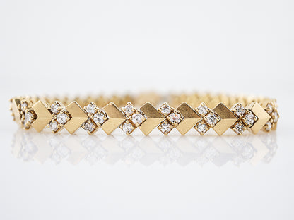 Vintage Bracelet Mid-Century 4.40 Round Brilliant Cut Diamonds in 18K Yellow Gold