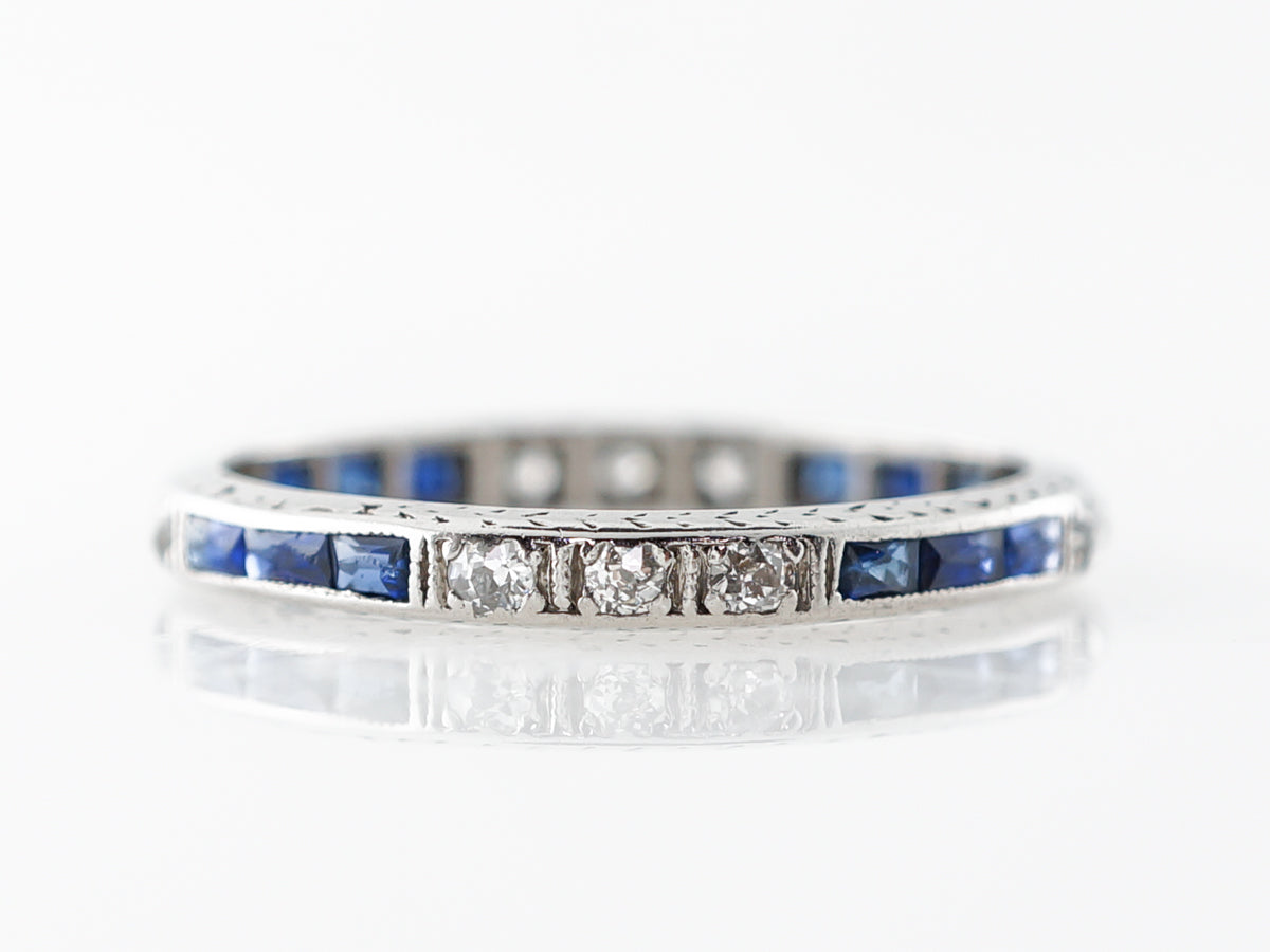 Vintage Diamond & Sapphire Eternity Band in Platinum