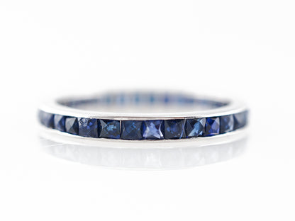 Antique Deco French Cut Sapphire Wedding Band in Platinum