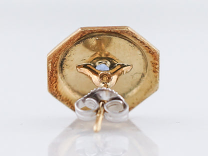Antique Earrings Art Deco .25 Old European Cut Sapphire in Platinum & 14k Yellow Gold