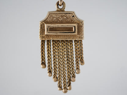 Antique Earrings Victorian Tassel Black Enamel in 14k Yellow Gold