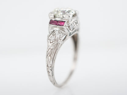 Antique Engagement Ring 1.09 Old European Cut Diamond in Platinum