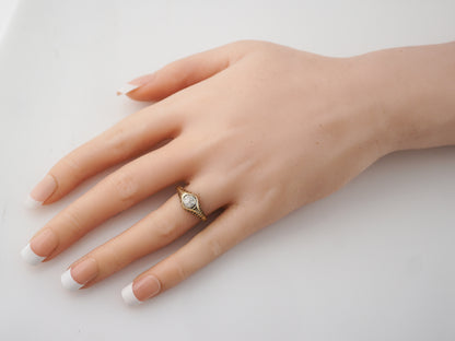 Art Deco Yellow Gold Diamond Filigree Engagement Ring