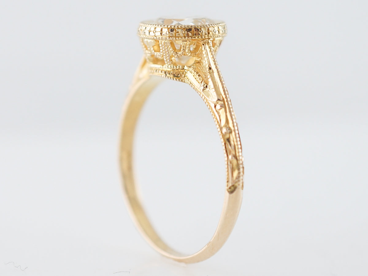 Antique Engagement Ring Art Deco 1.61 Old European Cut Diamond in 14k Yellow Gold
