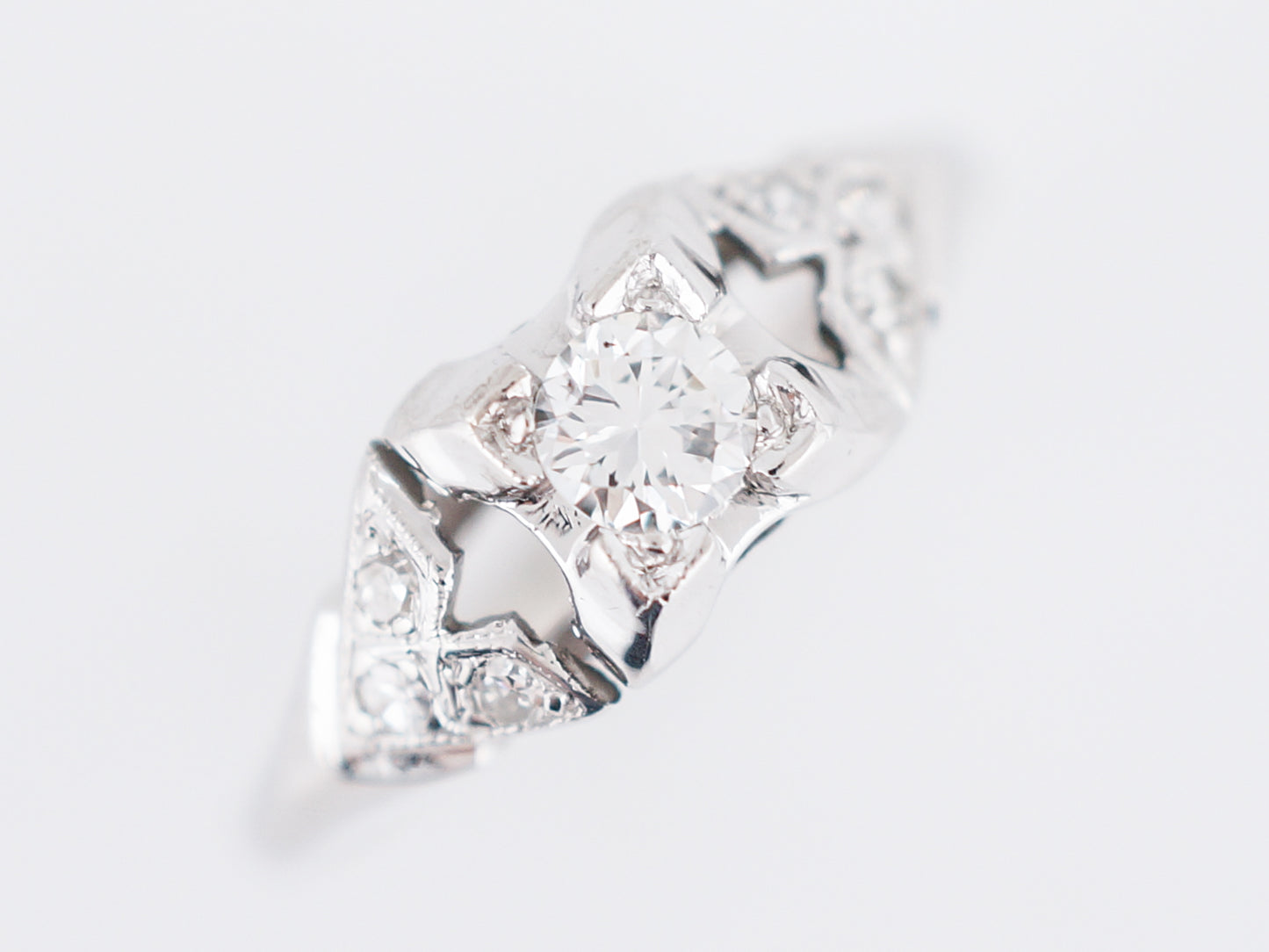 Antique Engagement Ring Art Deco .25 Old European Cut Diamond in Palladium