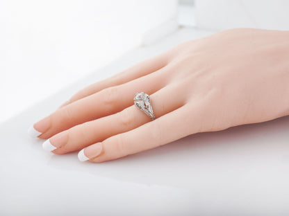 Antique Filigree Engagement Ring Mine Cut Diamond in 18k