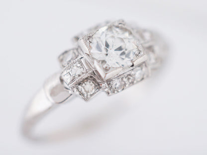 Antique Engagement Ring Art Deco .44 Old European Cut Diamond in Platinum