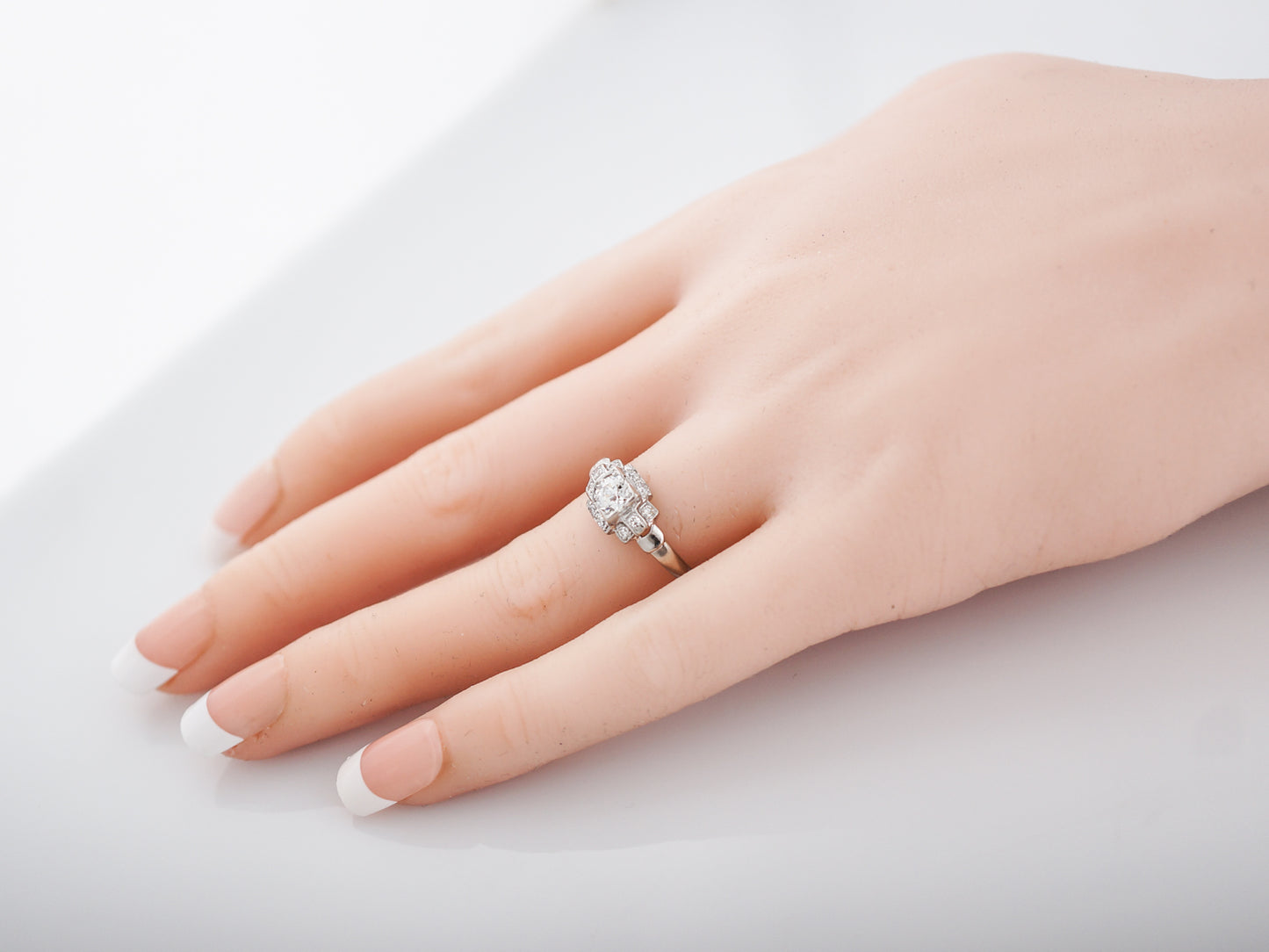 1/2 Carat Diamond Engagement Ring Art Deco Platinum