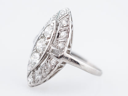 Antique Right Hand Ring Art Deco 1.17 Old European Cut Diamond in Platinum