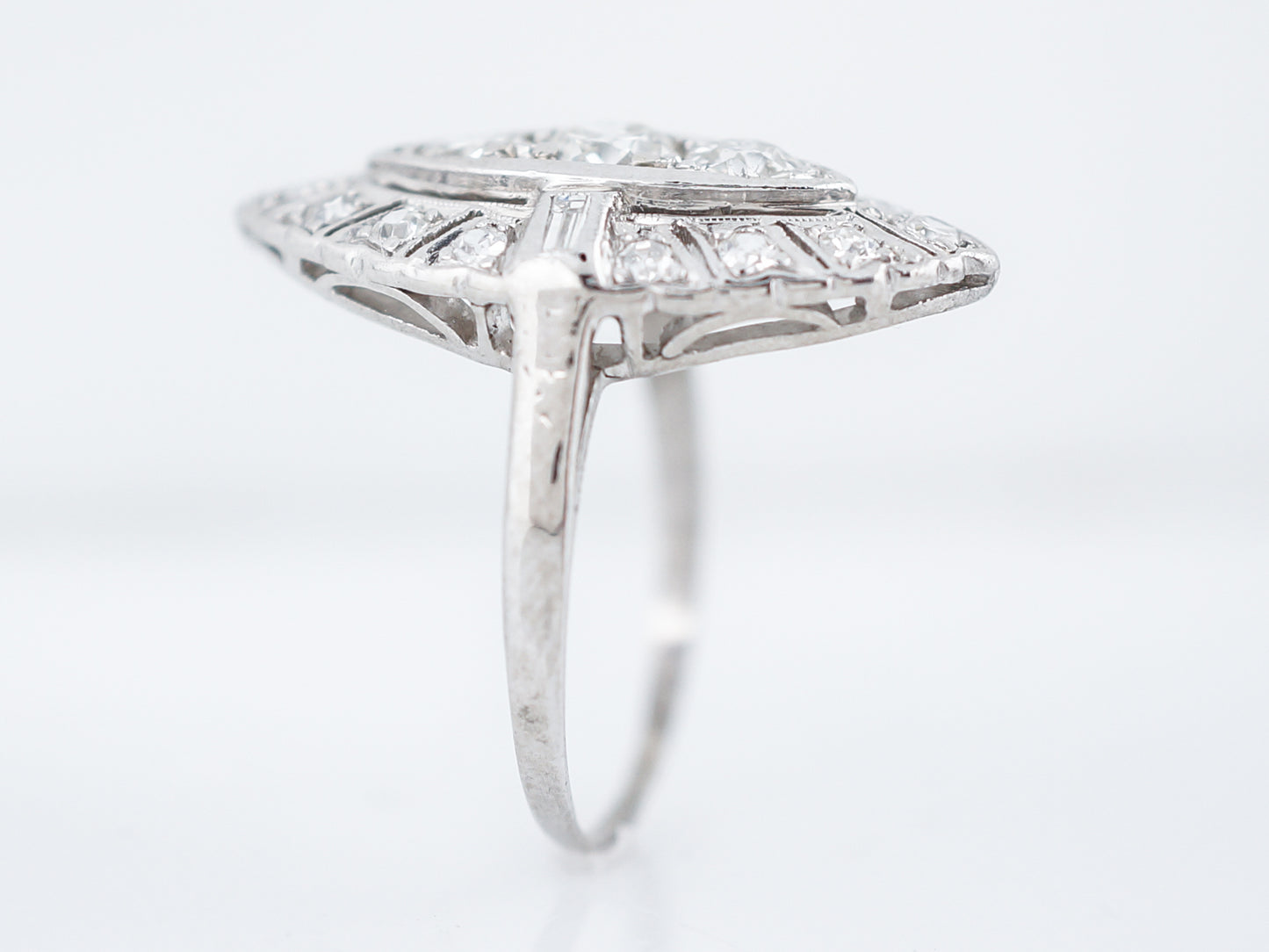 Antique Right Hand Ring Art Deco 1.17 Old European Cut Diamond in Platinum