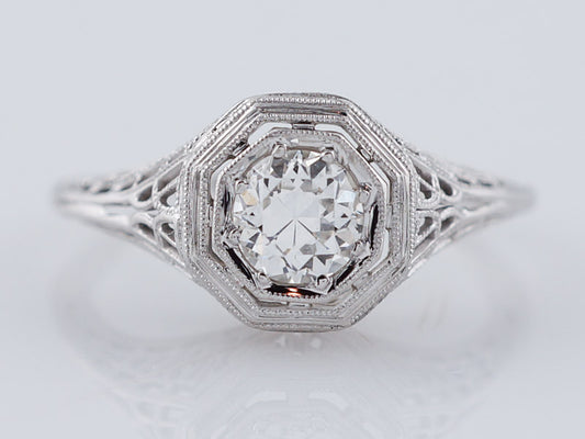 Vintage Art Deco Solitaire Diamond Filigree Engagement Ring