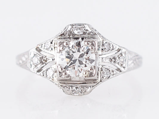 Antique Estate Diamond Filigree Engagement Ring in Platinum