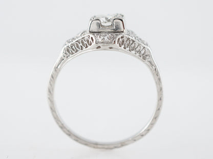 Antique Estate Diamond Filigree Engagement Ring in Platinum