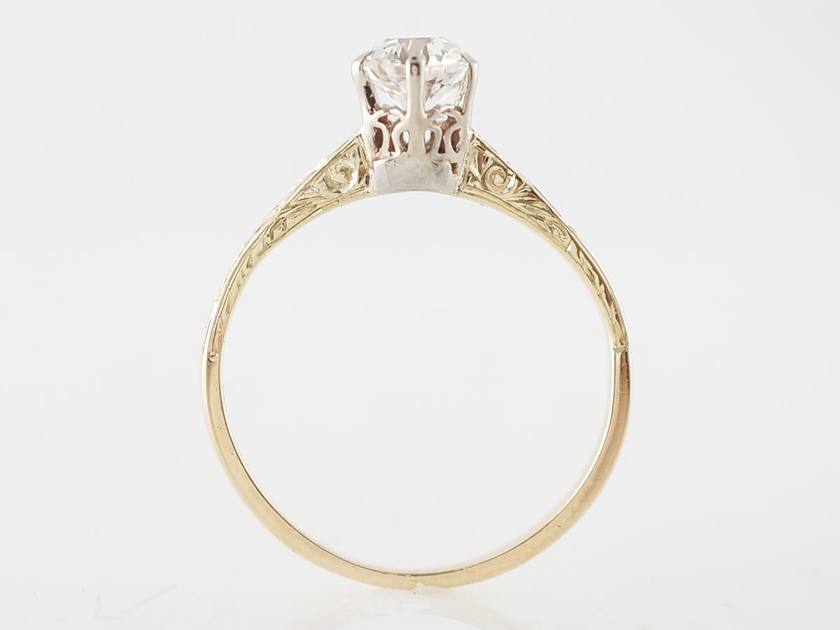 Vintage Engagement Ring Art Deco .50 Old European Cut Diamond in 14k Yellow Gold