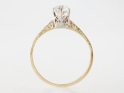 Vintage Engagement Ring Art Deco .50 Old European Cut Diamond in 14k Yellow Gold