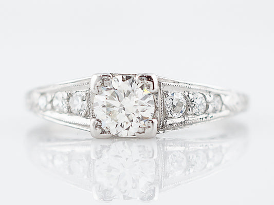 Perfect Art Deco Diamond Engagement Ring in Platinum