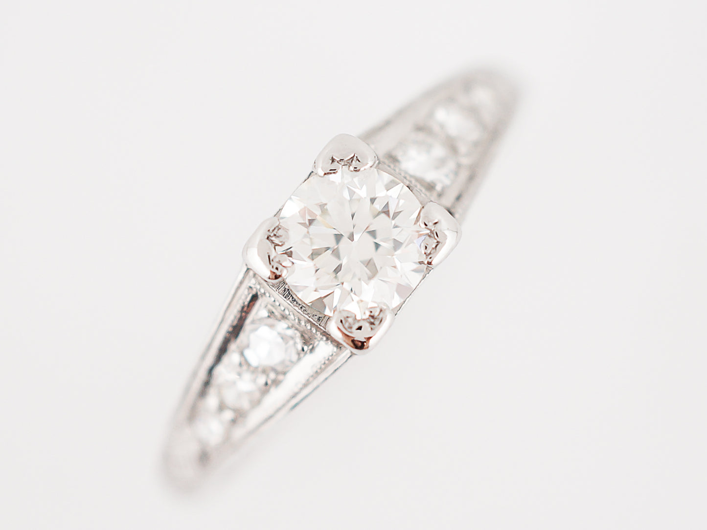 Perfect Art Deco Diamond Engagement Ring in Platinum