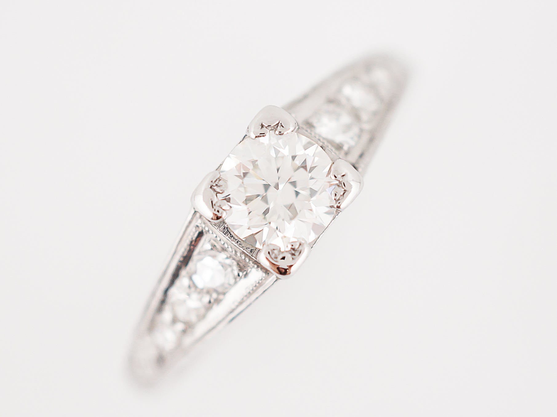 Perfect Art Deco Diamond Engagement Ring in Platinum