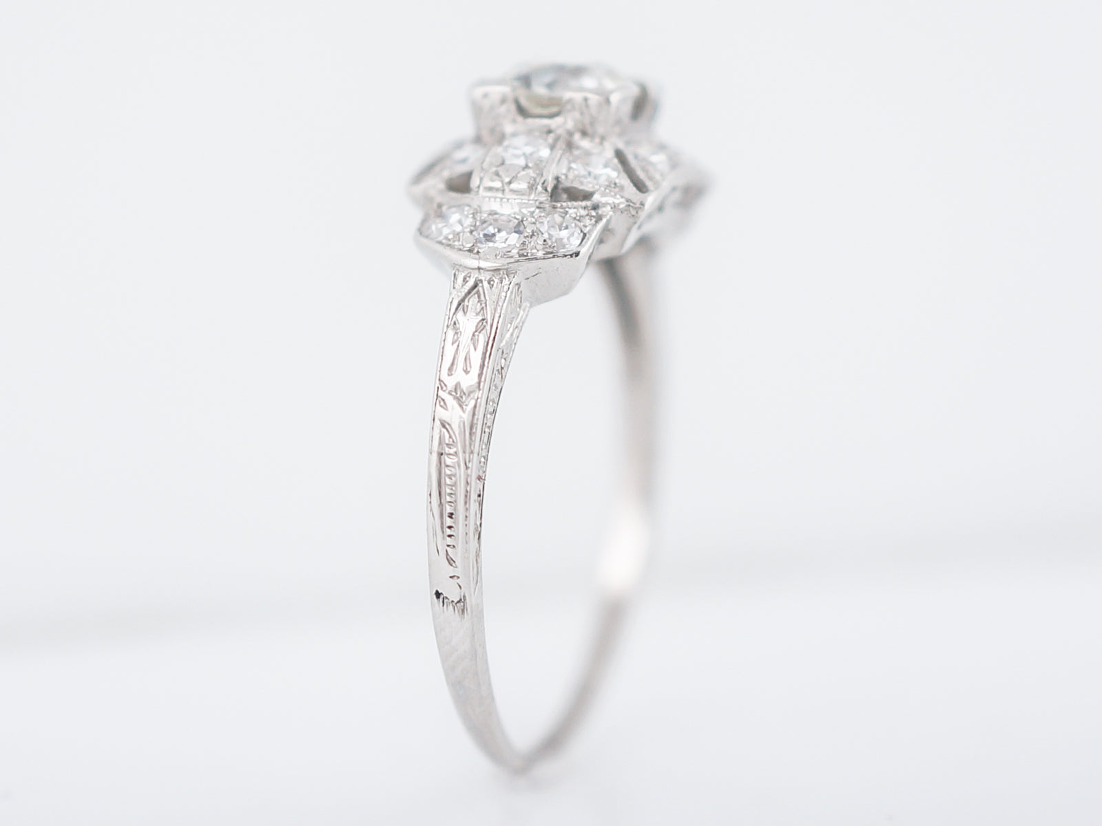 Antique Engagement Ring Art Deco .52 Old Mine Cut Diamond in Platinum