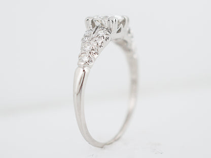 Antique Engagement Ring Art Deco .52 Round Brilliant Cut Diamond in Platinum