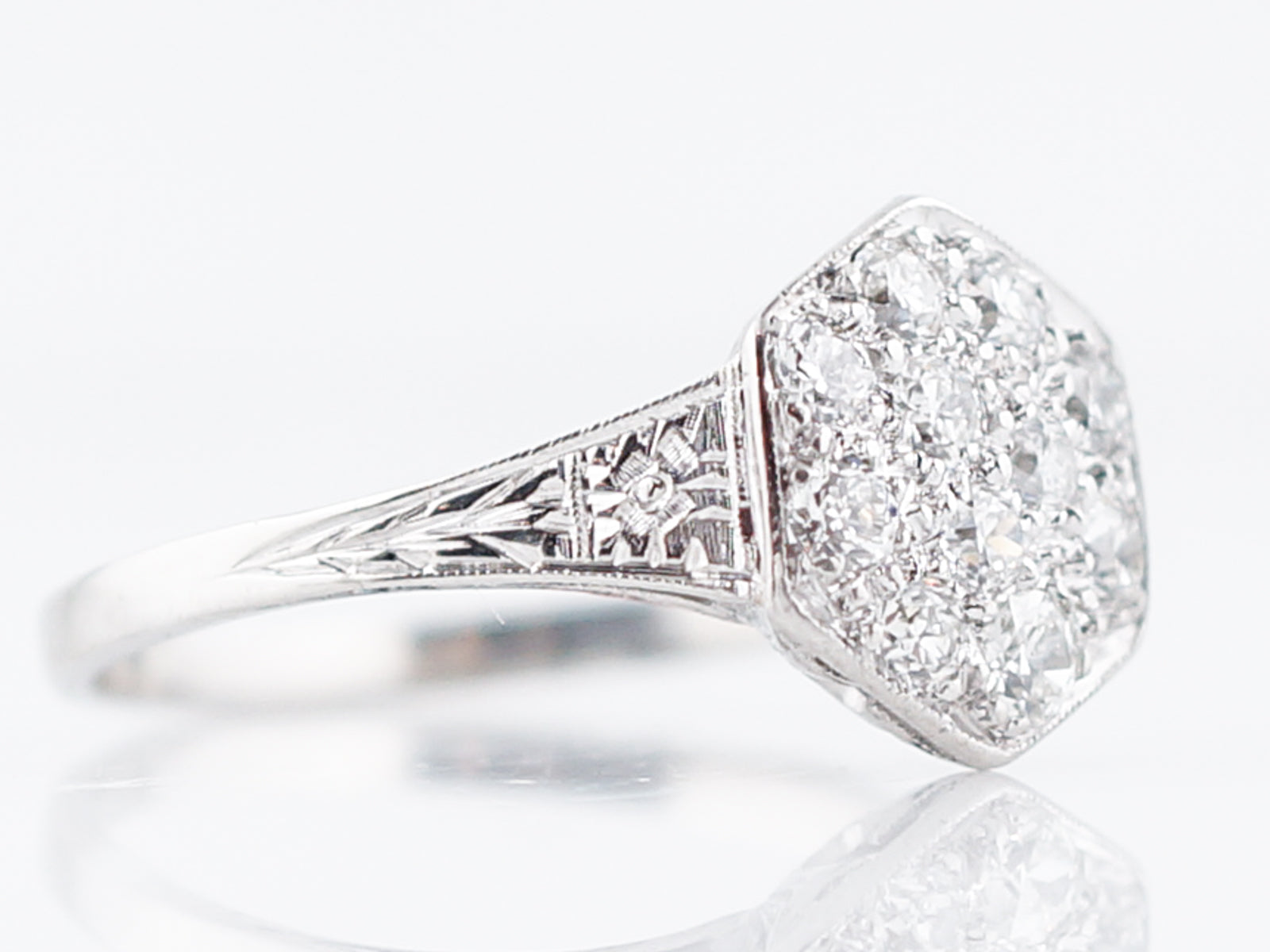 Antique Engagement Ring Art Deco .55 Old European Cut Diamonds in Platinum