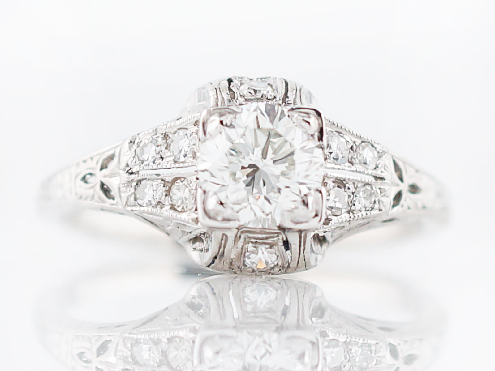 Antique Engagement Ring Art Deco .59 Old European Cut Diamond in Platinum