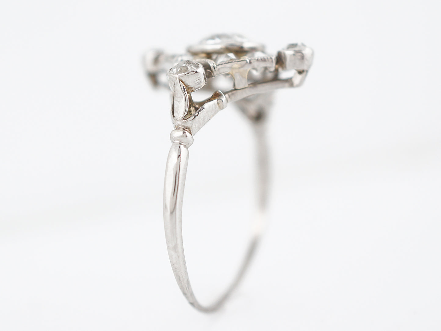 Antique Right Hand Ring Art Deco .66 Old European Cut Diamond in Platinum