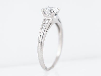 Antique Engagement Ring Art Deco .70 Round Brilliant Cut Diamond in Platinum