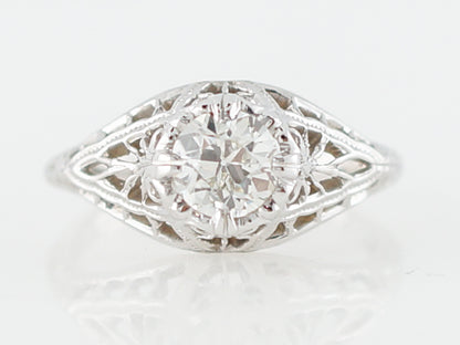 ***RTV11/23***Antique Engagement Ring Art Deco .72 Old European Cut Diamond in 18k White Gold