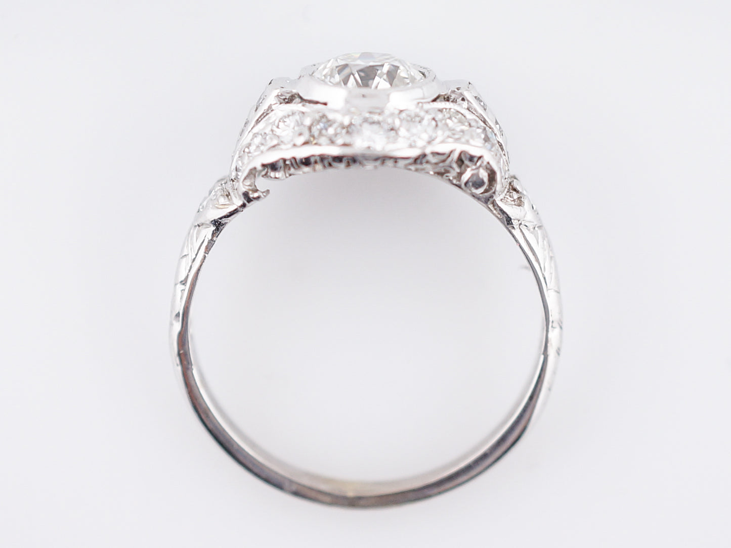 Antique Engagement Ring Art Deco .72 Old European Cut Diamond in 18k White Gold