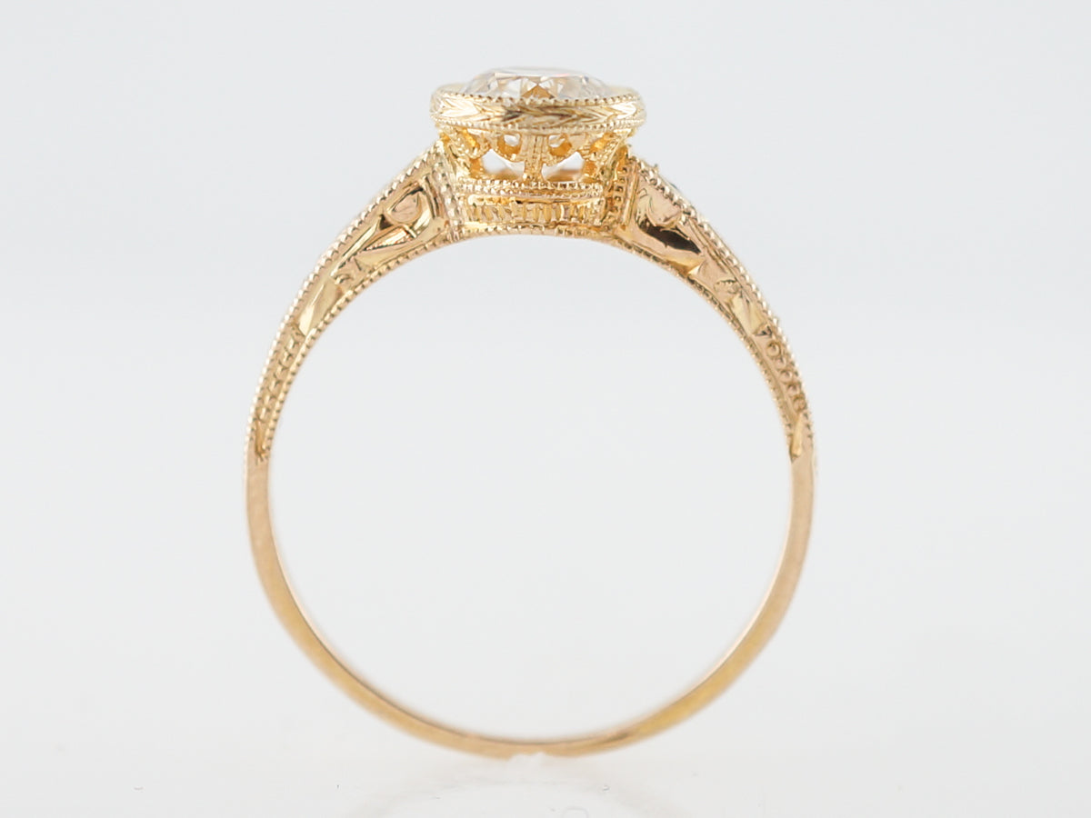 Antique Engagement Ring Art Deco .77 Old European Cut Diamond in 14k Yellow Gold