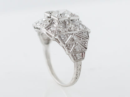 1920's Old European Cut Art Deco Diamond Engagement Ring in Platinum