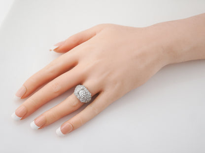 1920's Old European Cut Art Deco Diamond Engagement Ring in Platinum